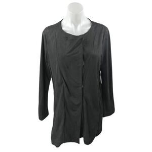 NU Women's Black Long Sleeve Relaxed Fit Button Down Coat Jacket Size S/M